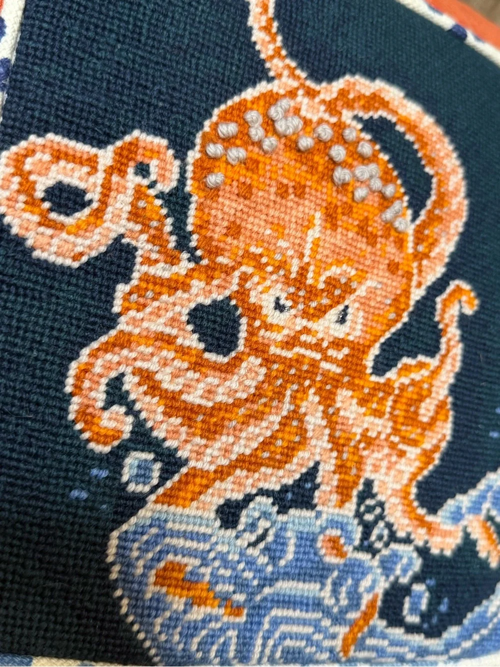 Octopus Cushion - Ehrman Tapestry Accent decor EUC nautical home